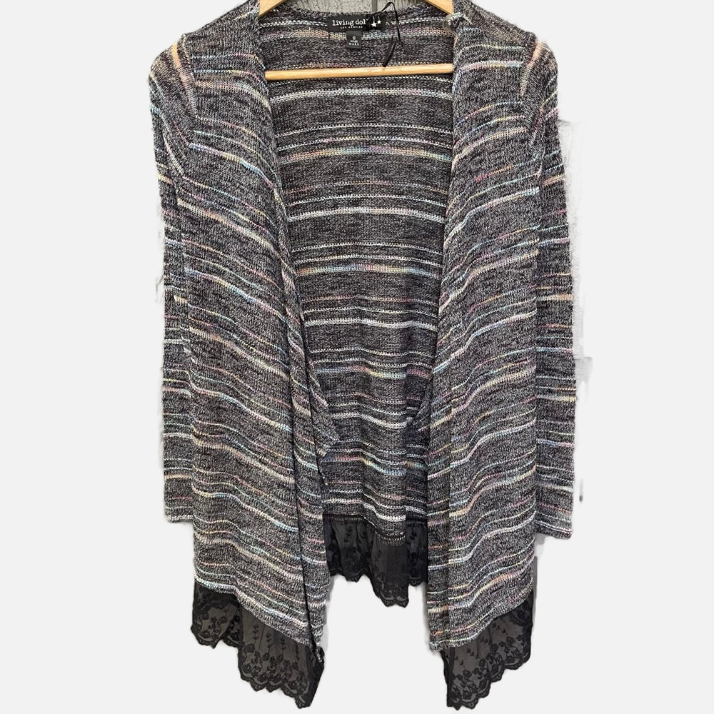 Living Doll striped open front cardigan